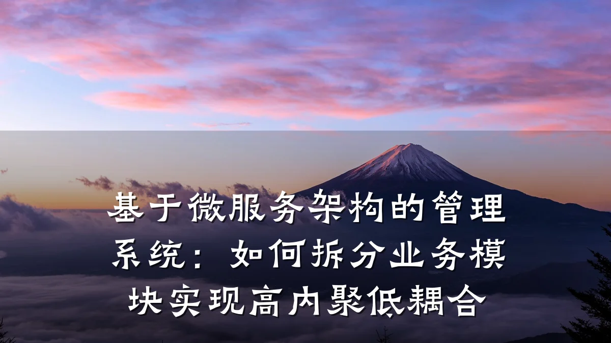 基于微服务架构的管理系统：如何拆分业务模块实现高内聚低耦合
